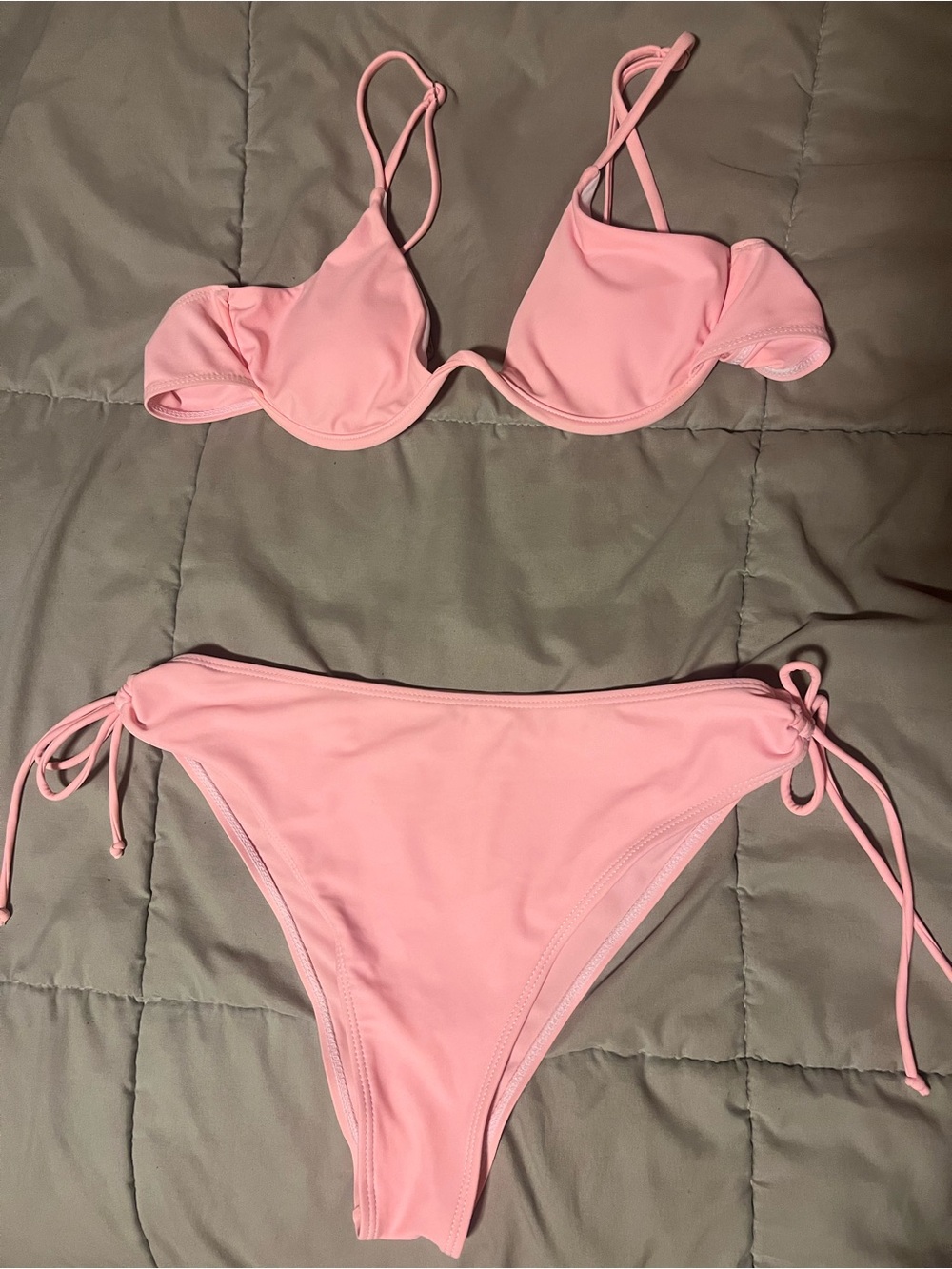 SHEIN Pink Underwire Tie-Side Bikini Set